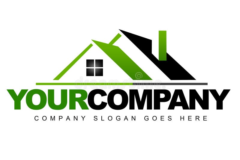 Un'illustrazione di un immobile logo che rappresenta un verde tetto di una casa.