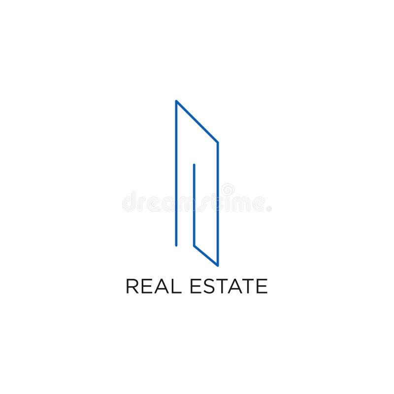 Real Estate-Logo, Gebäude oder Haus, Entwurfs-Vektor mit Linie, lineares, Art oder Monolinie lizenzfreie abbildung Real Estate-Logo, Gebäude oder Haus, Entwurfs-Vektor mit Linie, lineares, Art oder Monolinie lizenzfreie abbildung