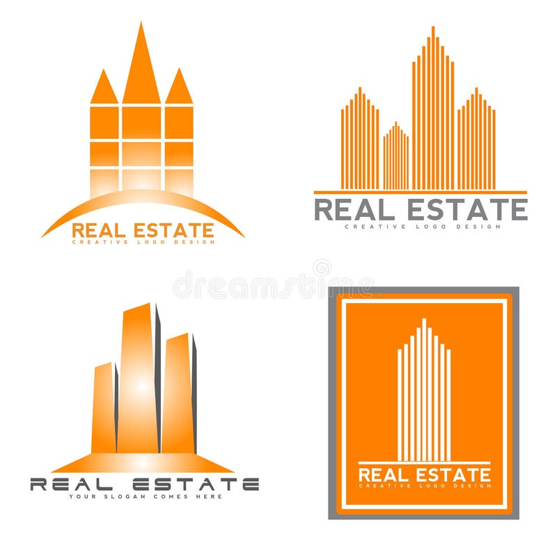 Orange Real Estate Company Logo Icon Stock Vector Illustration of