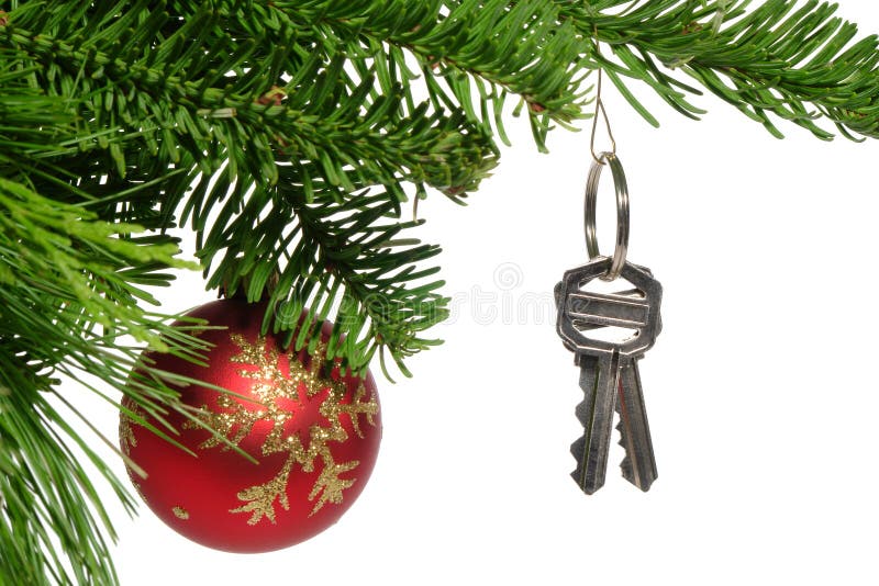 Real Estate New Home Keys as Christmas Ornament