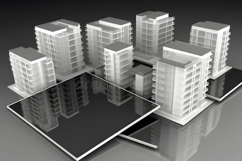 Real estate planning visualization in digital proection. Neural network royalty free illustration.