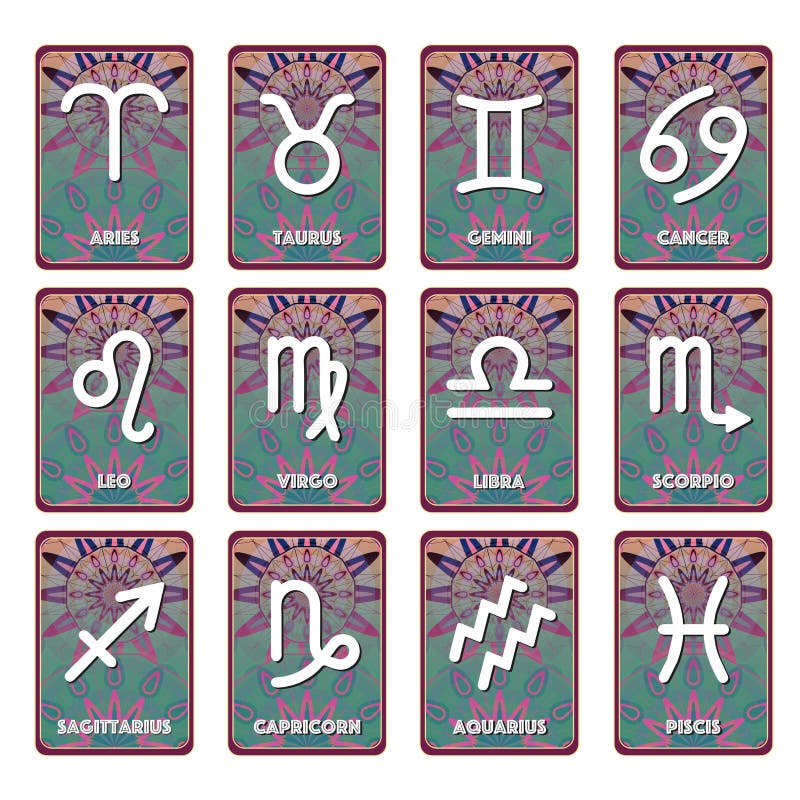 Bohemian Horoscope Cards with Abstract Background for Business Stock