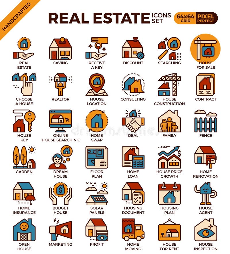Real Estate symboler vektor illustrationer Real Estate symboler vektor illustrationer