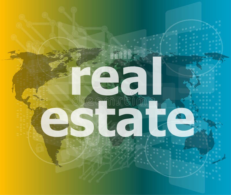 Text Real Estate on Digital Background. Business Concept . Set of