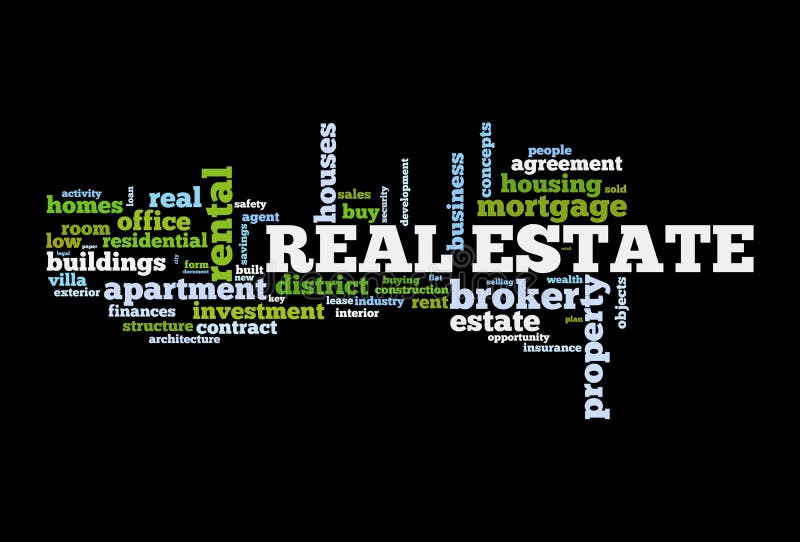 Real estate word cloud stock illustration. Illustration of brokerage