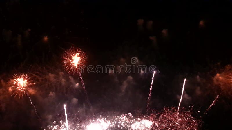Real Fireworks display celebration, New Year Firework 4K stock video footage