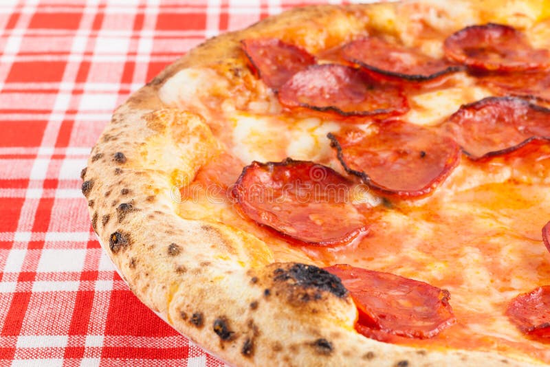 Real Italian Pizza Diavola royalty free stock photo