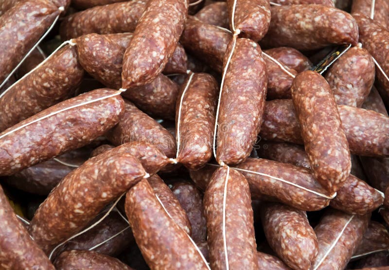 Real italian sausage stock photo