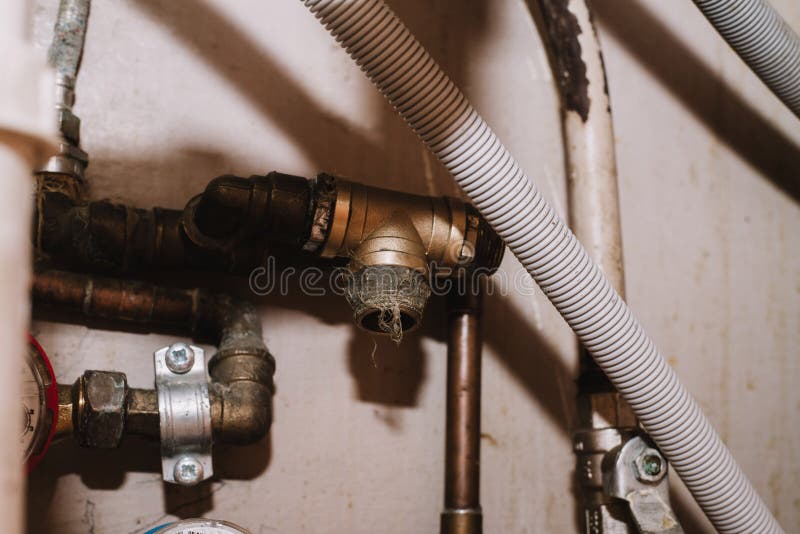 Real Leakage of Water from Pipe on Home Background Stock Image Image