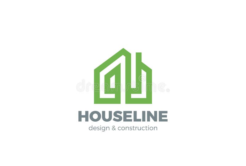 Real linear do vetor do projeto do logotipo da casa verde de Eco ilustração stock Real linear do vetor do projeto do logotipo da casa verde de Eco ilustração stock