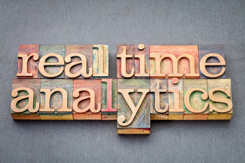 Real time analytics in wood type royalty free stock image
