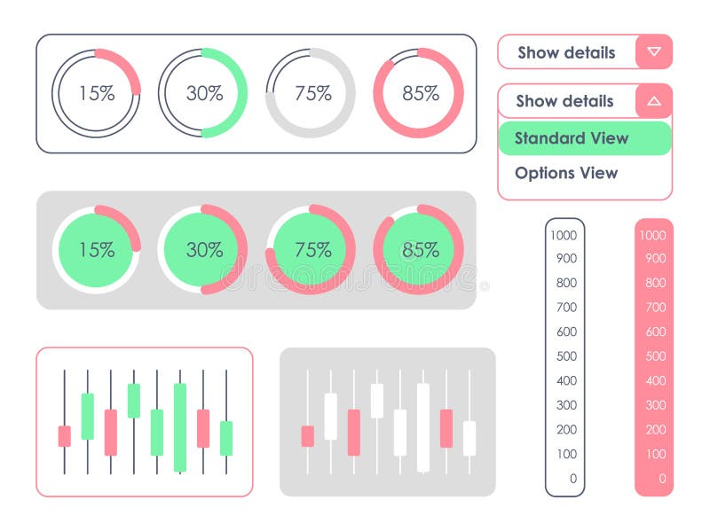 Real-time monitoring data UI elements kit stock illustration