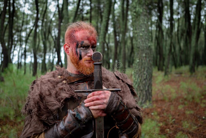 Real Viking with Many Trees Around Stock Image - Image of battle ...