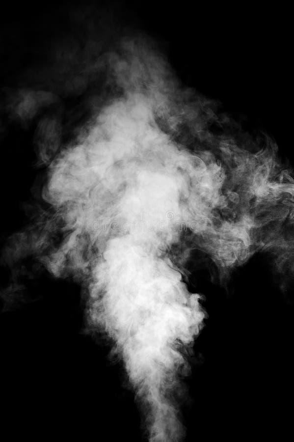 Real White Steam on Black Background. Stock Image - Image of black