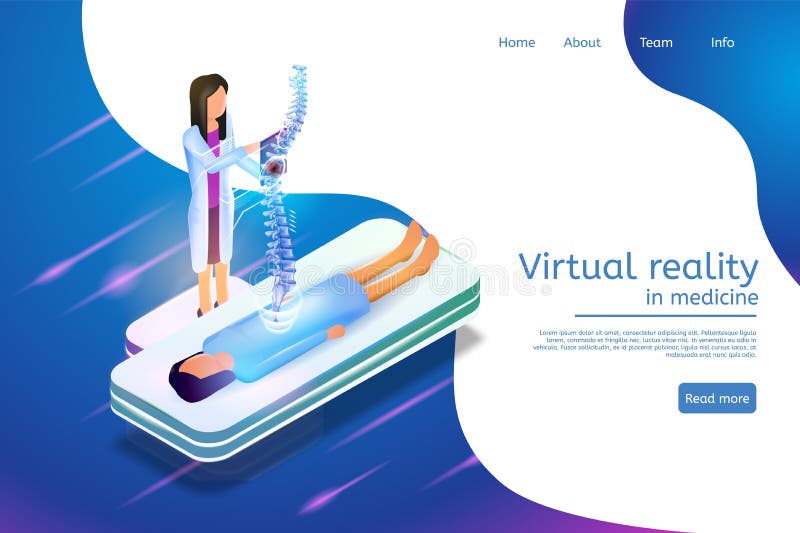 Realidad virtual de la bandera isométrica en la medicina 3d stock de ilustración Realidad virtual de la bandera isométrica en la medicina 3d stock de ilustración