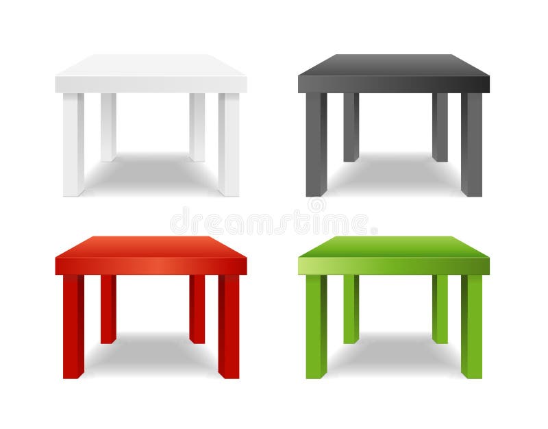 Realista detallada 3d diferente color tabla conjunto. vector stock de ilustración