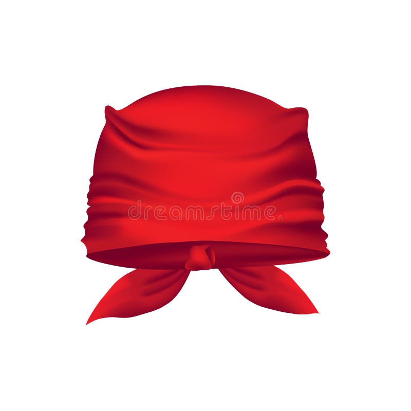Pañuelo rojo bufanda de vaquero o motero, chal de cuello de pañuelo. pañuelo  en blanco uniforme unisex. conjunto de vector aislado de ropa occidental