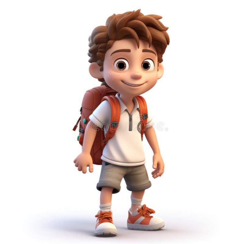 Realistic 3d Render of Cartoon Boy Jackson with Backpack and Shoes ...