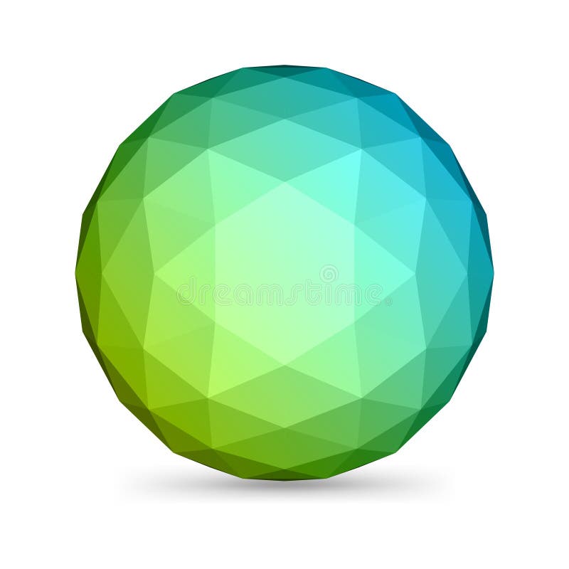 Realistic abstract polygonal sphere gradient textured geometric shape background vector royalty free illustration