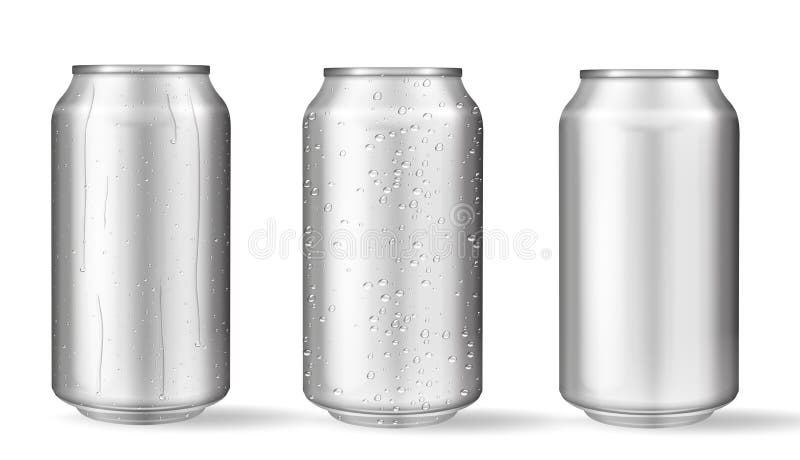 Realistic aluminum cans with water drops. Metallic cans for beer, soda, lemonade, juice, energy drink. Vector mockup, blank with copy space. Realistic aluminum cans with water drops. Metallic cans for beer, soda, lemonade, juice, energy drink. Vector mockup, blank with copy space.