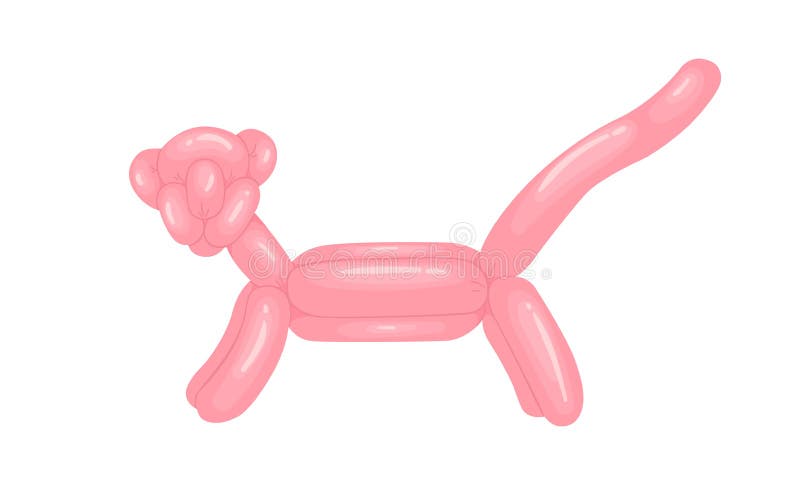 Realistic animal-shaped balloon, funny childish pink panther toy for child's birthday party. Twisted helium latex ballon vector illustration