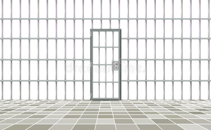 Realistic background prison iron interior. Gray door jail cells bars modern. Banner vector detailed illustration metal lattice. royalty free illustration Realistic background prison iron interior. Gray door jail cells bars modern. Banner vector detailed illustration metal lattice. royalty free illustration