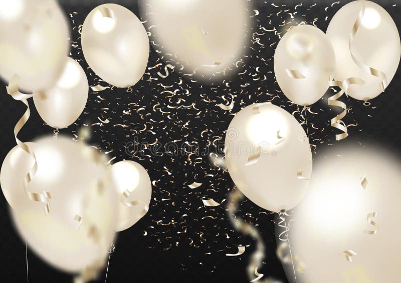 Realistic balloons and golden confetti isolated on transparent background. Vector illustration vector illustration Realistic balloons and golden confetti isolated on transparent background. Vector illustration vector illustration