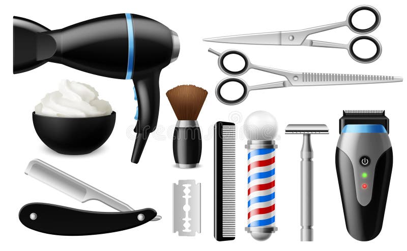 Free Vector, Realistic barber shop accessories set