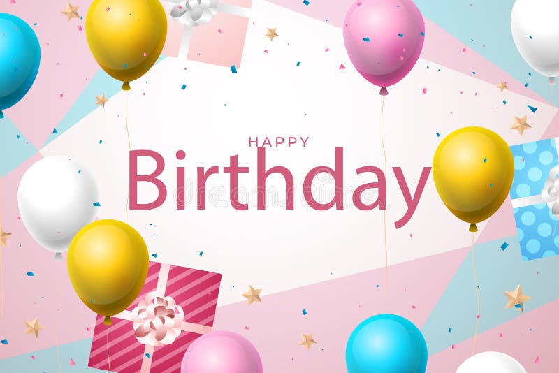 Realistic Birthday Background with Greeting Vector Illustration. Stock ...