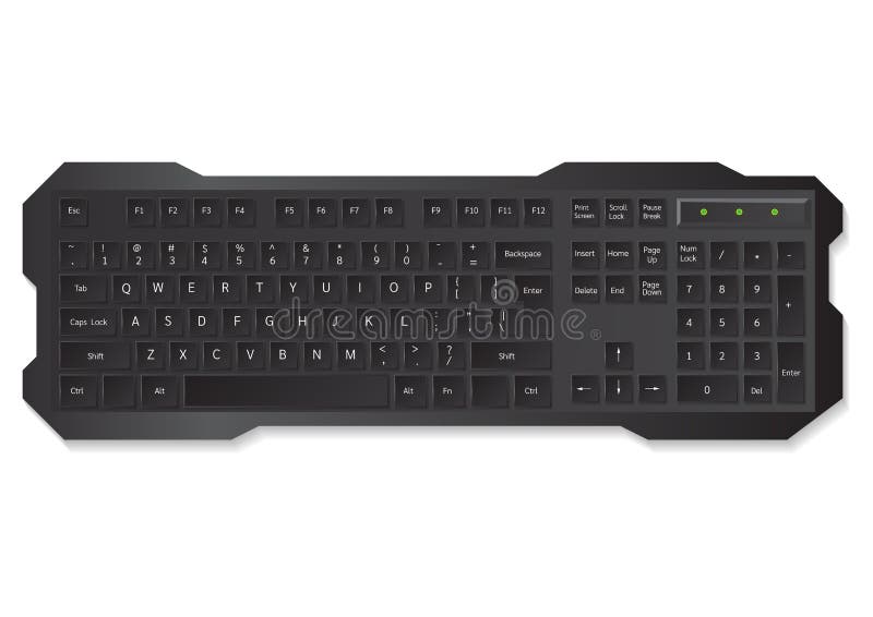 Realistic Black Computer Keyboard Top View Stock Vector - Illustration