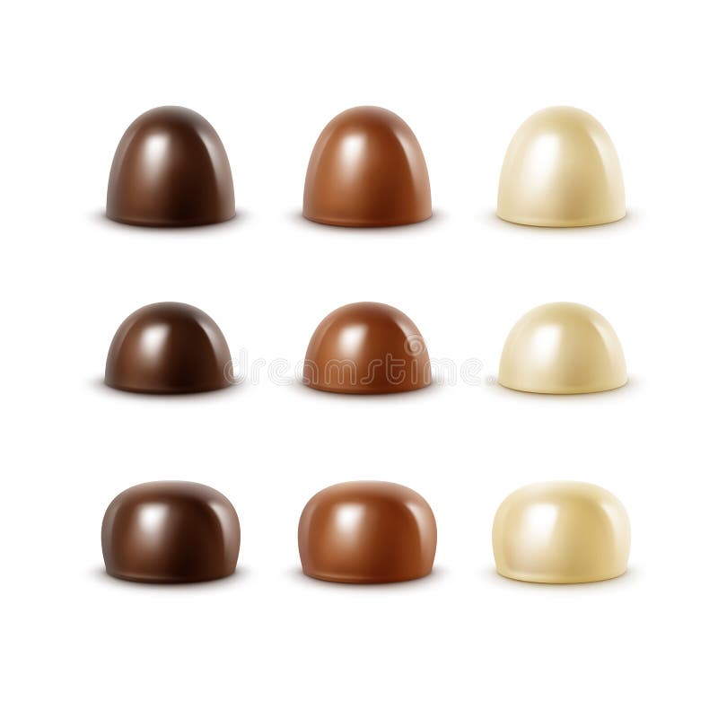 Realistic Black Dark Bitter White Milk Chocolate Candies