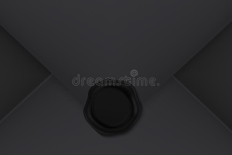Realistic Black Envelopes with a Stamp on a Light Background. Stock