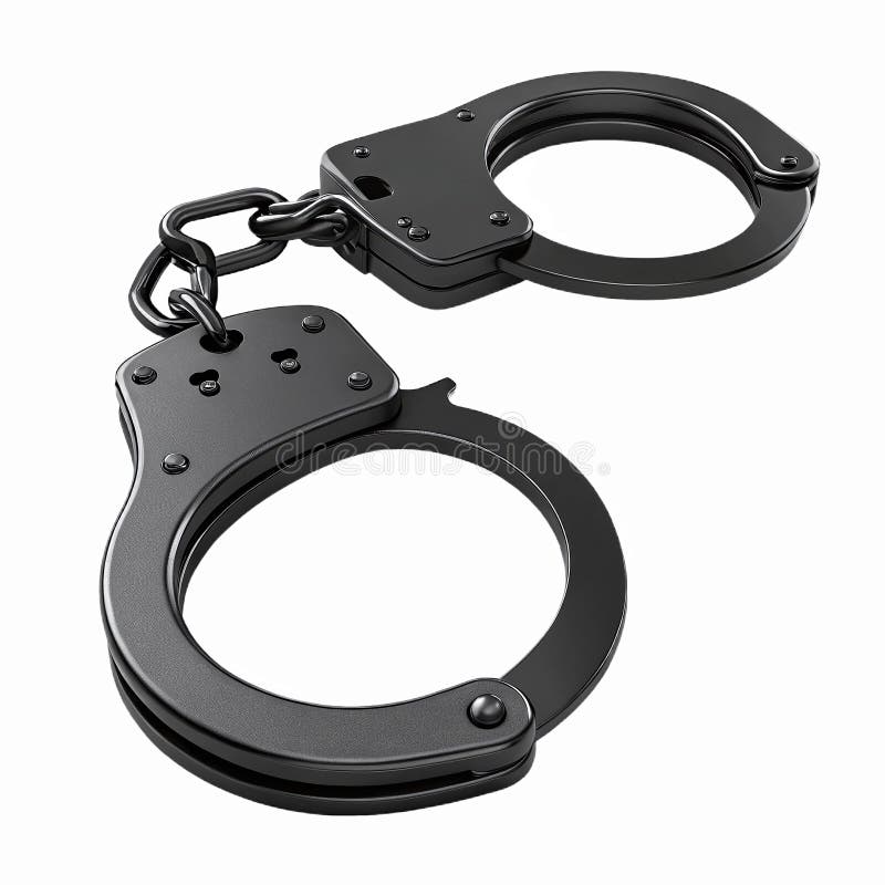 Realistic Black Handcuffs Isolated on Transparent Background for Law Enforcement and Securitys royalty free illustration