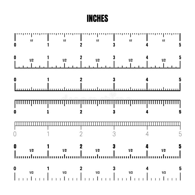 Realistic Black Inch Scale for Measuring Length or Height. Various ...