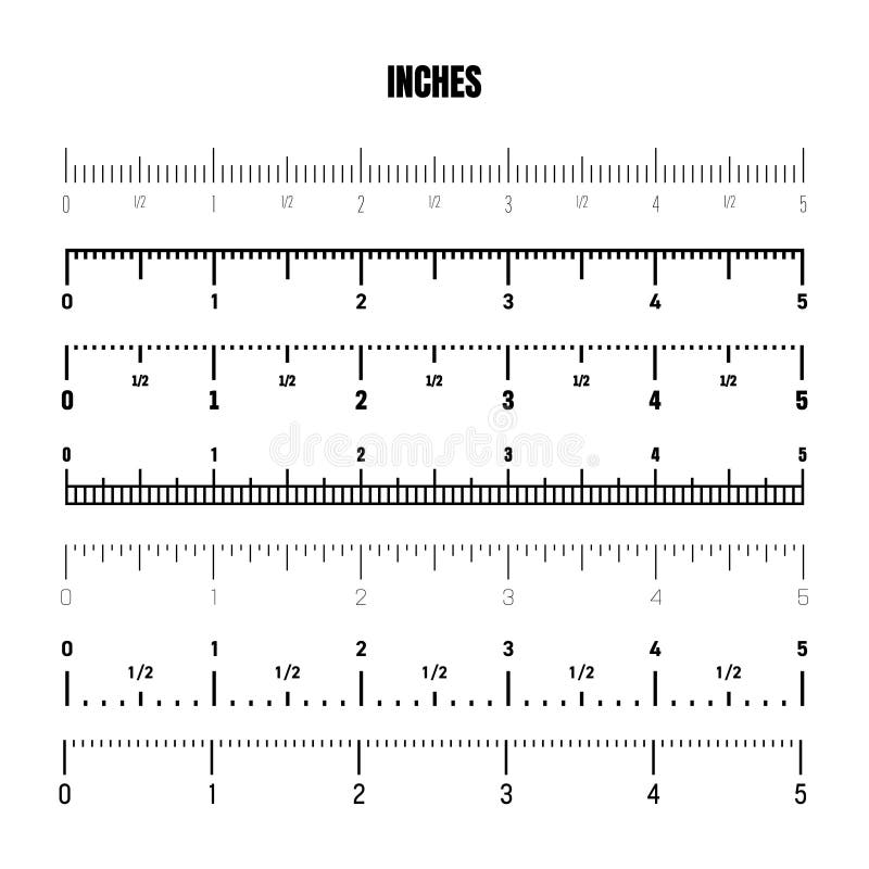 Realistic Black Inch Scale for Measuring Length or Height. Various ...