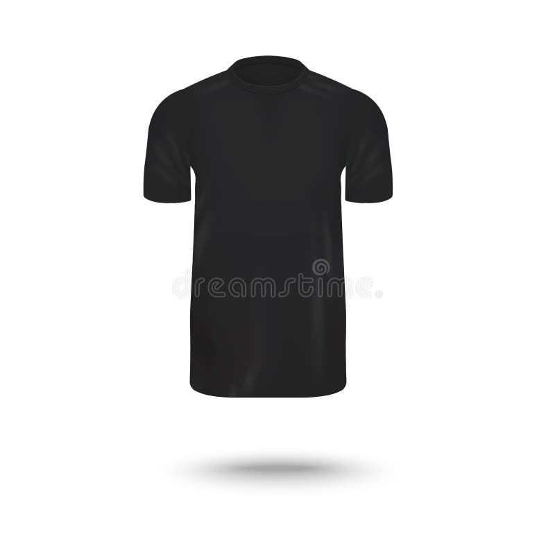Download Realistic Black Men`s T-shirt - Blank Mockup From Front ...