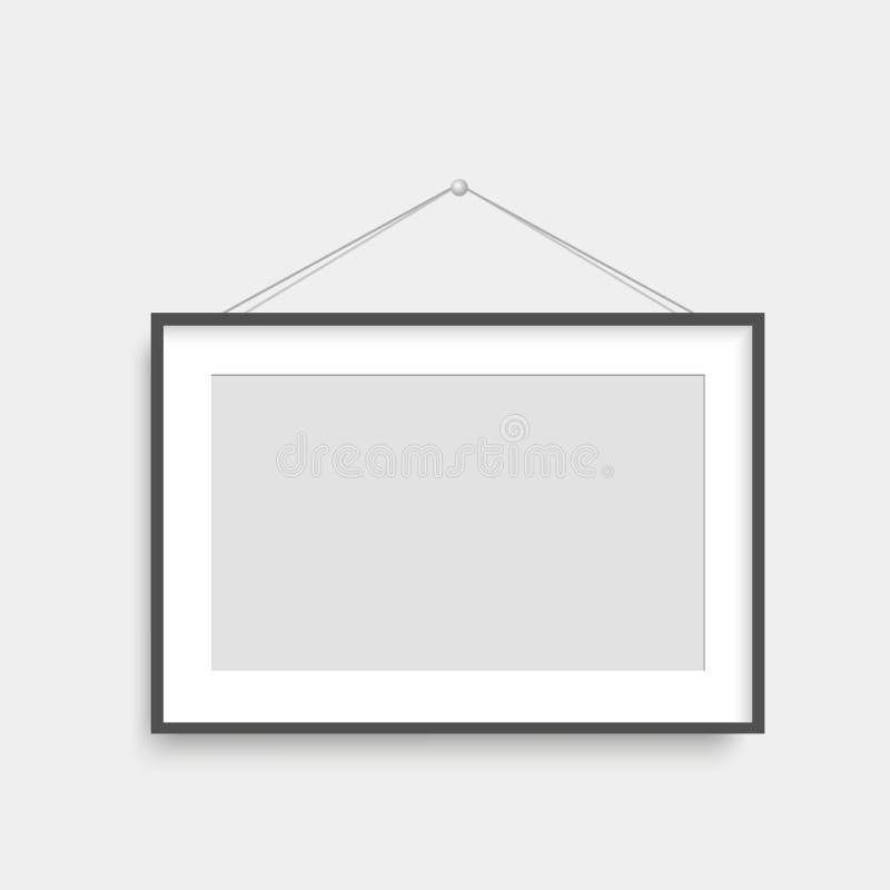 Realistic Black Frame Hanging on the Wall. Vector Illustration Stock