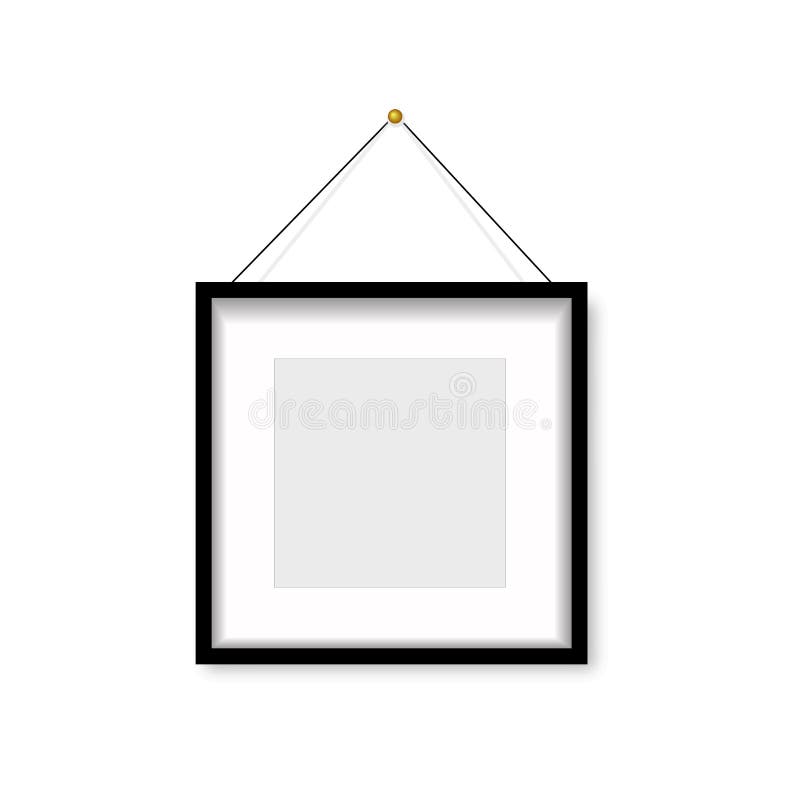Realistic Black Frame Hanging on the Wall. Vector Illustration Stock