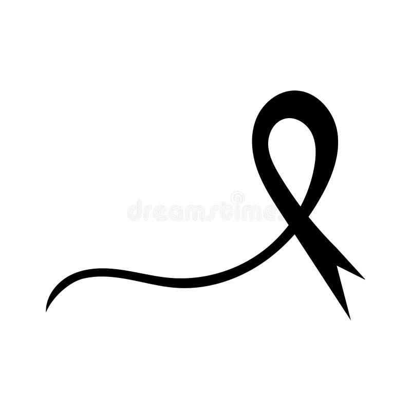 Realistic Black Ribbon, Death Symbol . Vector Illustration Stock Vector
