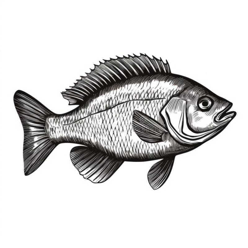 Realistic Black and White Fish Illustration in Artemisia Gentileschi