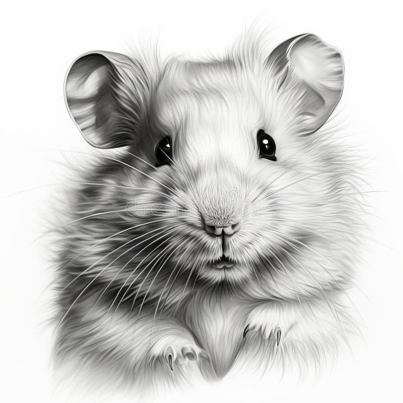 Realistic Black and White Hamster Portrait Tattoo Drawing Stock ...