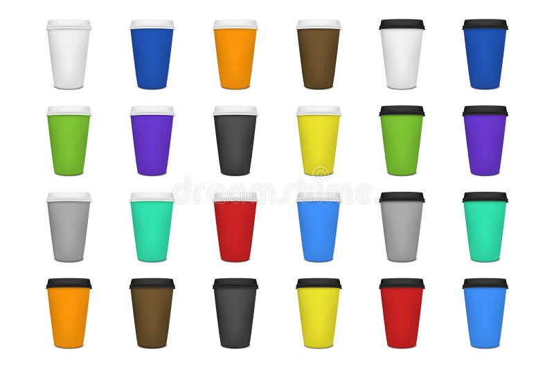 Download Realistic Blank Paper Coffee Cup Set On White Background. Vector Design Template. Stock Vector ...