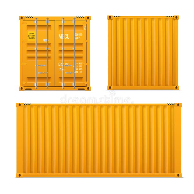 Download Realistic Bright Yellow Cargo Container Set The Concept Of Transportation Closed Container Front Back And Sid Stock Vector Illustration Of Side Container 143553740 PSD Mockup Templates