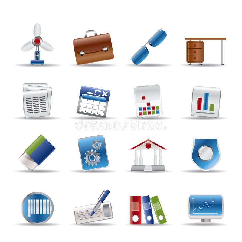 Realistic Business and Office Icons