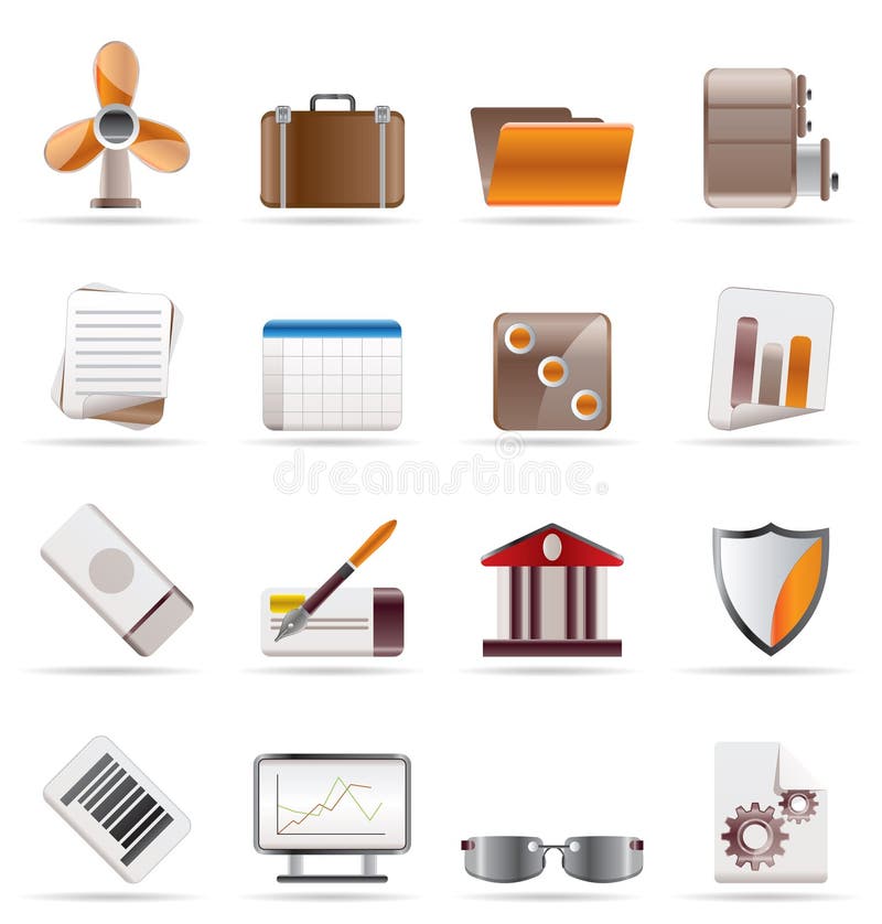 Realistic Business and Office Icons