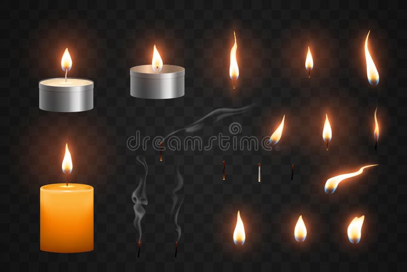 Realistic candle flame and smoke