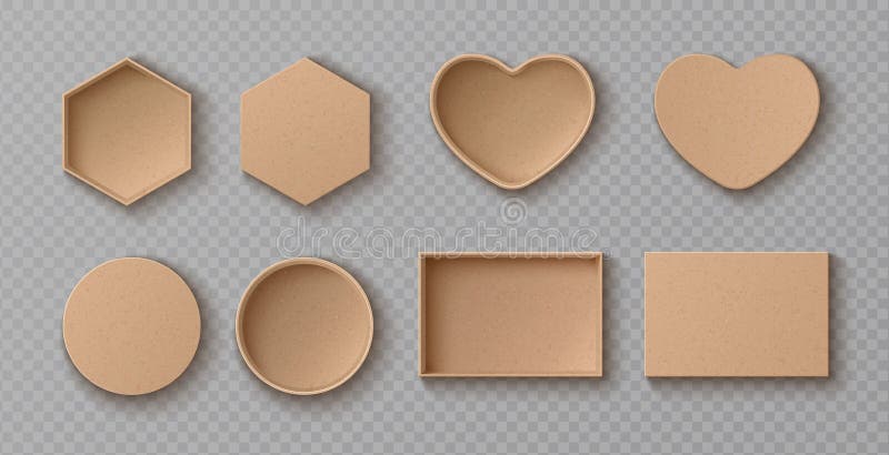 Realistic cardboard box mockup set with top view royalty free illustration