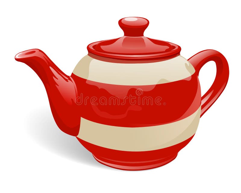 Red and white teapot