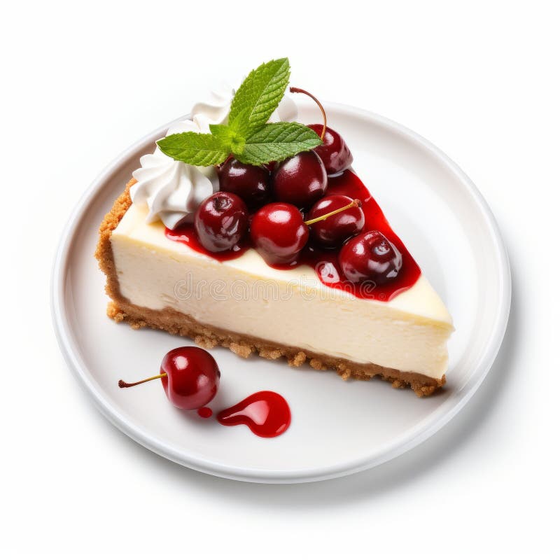 Realistic Cherry Cheese Cake with Garnish Creative Commons