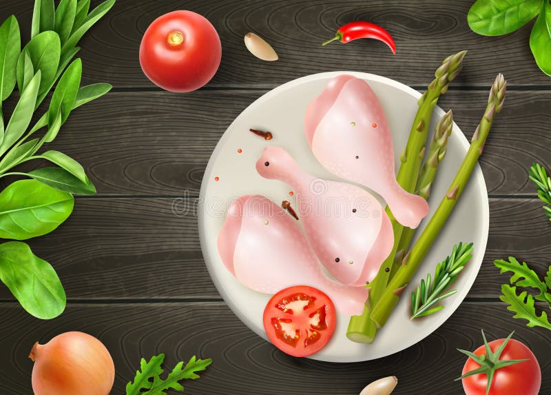 Realistic Chicken Legs stock vector. Illustration of vegetables - 264601179